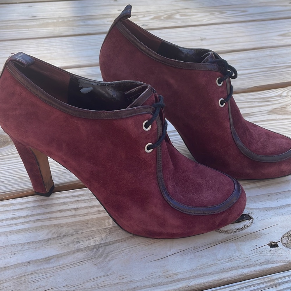 Enzo Angiolini Burgundy Suede Boots/Booties Size 7